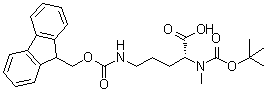 N2-[(1,1-Dimethylethoxy)carbonyl]-N5-[(9H-fluoren-9-ylmethoxy)carbonyl]-N2-methyl-D-ornithine molecular structure (CAS 2044710-03-2)