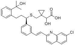 structure of CAS# 2045402-27-3, alpha Hydroxy montelukast;2-[1-[[(1R)-1-[3-[(E)-2-(7-chloroquinolin-2-yl)ethenyl]phenyl]-3-[2-(2-hydroxypropan-2-yl)phenyl]propyl]sulfanylmethyl]cyclopropyl]-2-hydroxyacetic acid