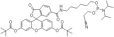 5'-Fluorescein phosphoramidite molecular structure (CAS 204697-37-0)