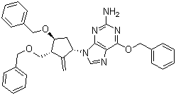 6-(Benzyloxy)-9-[(1S,3R,4S)-2-methylene-4-(phenylmethoxy)-3-[(phenylmethoxy)methyl]cyclopentyl]-9H-purine-2-amine molecular structure (CAS 204845-95-4)