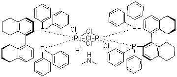 结构式 CAS# 204933-84-6, 三(mu-氯)双[(R)-(+)-2,2'-双(二苯基膦)-5,5',6,6',7,7',8,8'-八氢-1,1'-联萘]二氯化二钌二甲基铵盐