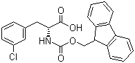 结构式 CAS# 205526-23-4, N-(9-芴甲氧羰酰基)-D-3-氯苯丙氨酸