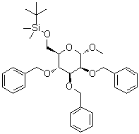 Methyl 2,3,4-tri-O-benzyl-6-O-tert-butyldimethylsilyl-alpha-D-mannopyranoside molecular structure (CAS 206186-94-9)