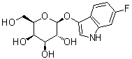 structure of CAS# 207727-11-5, 6-Fluoro-1H-indol-3-yl beta-D-galactopyranoside