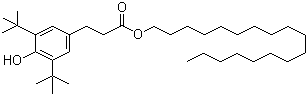 结构式 CAS# 2082-79-3, 3-(3,5-二叔丁基-4-羟基苯基)丙酸正十八烷醇酯; 抗氧剂 1076; 抗氧剂 AT76