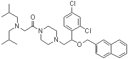 2-[Bis(2-methylpropyl)amino]-1-[4-[2-(2,4-dichlorophenyl)-2-(2-naphthalenylmethoxy)ethyl]-1-piperazinyl]ethanone molecular structure (CAS 2088939-99-3)