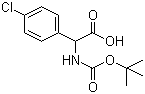 structure of CAS# 209525-73-5, N-Boc-2-(4'-chlorophenyl)-DL-glycine;N-Boc-amino-(4-chlorophenyl)acetic acid; tert-Butoxycarbonylamino(4-chlorophenyl)acetic acid