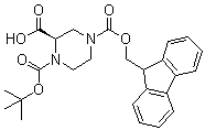 结构式 CAS# 209593-18-0, (R)-1-N-叔丁氧羰基-4-N-芴甲氧羰基-2-哌嗪甲酸