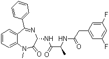 结构式 CAS# 209986-17-4, N-[(1S)-2-[[(3S)-2,3-二氢-1-甲基-2-氧代-5-苯基-1H-1,4-苯并二氮杂卓-3-基]氨基]-1-甲基-2-氧代乙基]-3,5-二氟苯乙酰胺