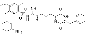 N5-[Imino[[(4-methoxy-2,3,6-trimethylphenyl)sulfonyl]amino]methyl]-N2-[(phenylmethoxy)carbonyl]-D-ornithine cyclohexanamine salt molecular structure (CAS 210557-94-1)