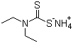 structure of CAS# 21124-33-4, Ammonium N,N-diethyldithiocarbamate;Ammonium diethyldithiocarbamate; Diethyldithiocarbamic acid ammonium salt