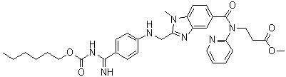 N-[[2-[[[4-[[[(Hexyloxy)carbonyl]amino]iminomethyl]phenyl]amino]methyl]-1-methyl-1H-benzimidazol-5-yl]carbonyl]-N-2-pyridinyl-beta-alanine methyl ester molecular structure (CAS 211915-00-3)