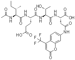 N-Acetyl-L-isoleucyl-L-alpha-glutamyl-L-threonyl-N-[2-oxo-4-(trifluoromethyl)-2H-1-benzopyran-7-yl]-L-alpha-asparagine molecular structure (CAS 211990-57-7)