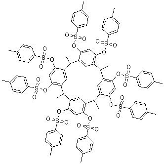 2,8,14,20-Tetramethylpentacyclo[19.3.1.1(3,7).19,13.1(15,19)]octacosa-1(25),3,5,7(28),9,11,13(27),15,17,19(26),21,23-dodecaene-4,6,10,12,16,18,22,24-octol 4,6,10,12,16,18,22,24-octakis(4-methylbenzenesulfonate) molecular structure (CAS 214358-32-4)