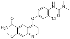 structure of CAS# 2143930-76-9, Lenvatinib Impurity O;4-(3-Chloro-4-(3,3-dimethylureido)phenoxy)-7-methoxyquinoline-6-carboxamide