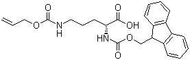 结构式 CAS# 214750-74-0, N-Fmoc-N'-烯丙氧基羰基-D-鸟氨酸; N-芴甲氧羰基-N'-烯丙氧基羰基-D-鸟氨酸