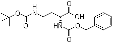 结构式 CAS# 214852-60-5, N-苄氧羰基-N'-叔丁氧羰基-D-2,4-二氨基丁酸