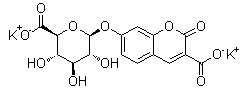 3-carboxy-2-oxo-2H-1-benzopyran-7-yl beta-D-Glucopyranosiduronic acid dipotassium salt molecular structure (CAS 216672-17-2)