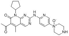 structure of CAS# 2174002-29-8, Palbociclib Piperazine N-Oxide;6-acetyl-8-cyclopentyl-5-methyl-2-[[5-(1-oxidopiperazin-1-ium-1-yl)pyridin-2-yl]amino]pyrido[2,3-d]pyrimidin-7-one