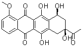 structure of CAS# 21794-55-8, Daunomycinon;Daunorubicinone; Leukaemomycinone C; NSC 109351; (8S,10S)-8-Acetyl-7,8,9,10-tetrahydro-6,8,10,11-tetrahydroxy-1-methoxy-5,12-naphthacenedione