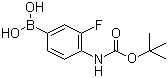 结构式 CAS# 218301-87-2, 4-N-叔丁氧羰基氨基-3-氟苯硼酸