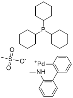 (Methanesulfonato-κO)[2'-(methylamino-κN)[1,1'-biphenyl]-2-yl-κC](tricyclohexylphosphine)-Palladium molecular structure (CAS 2195390-53-3)