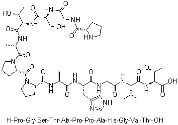 L-Prolylglycyl-L-seryl-L-threonyl-L-alanyl-L-prolyl-L-prolyl-L-alanyl-L-histidylglycyl-L-valyl-L-threonine molecular structure (CAS 219774-73-9)