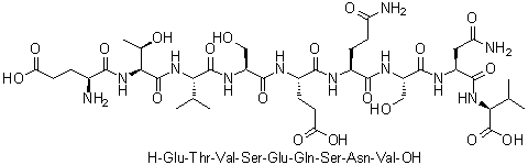 L-alpha-Glutamyl-L-threonyl-L-valyl-L-seryl-L-alpha-glutamyl-L-glutaminyl-L-seryl-L-asparaginyl-L-valine molecular structure (CAS 219814-44-5)