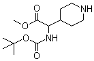structure of CAS# 219832-76-5, alpha-[[(1,1-Dimethylethoxy)carbonyl]amino]-4-piperidineacetic acid methyl ester