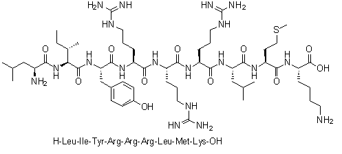 L-Leucyl-L-isoleucyl-L-tyrosyl-L-arginyl-L-arginyl-L-arginyl-L-leucyl-L-methionyl-L-lysine molecular structure (CAS 220431-68-5)