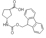 structure of CAS# 220497-66-5, (1S,3R)-3-[[(9H-Fluoren-9-ylmethoxy)carbonyl]amino]-cyclopentanecarboxylic acid