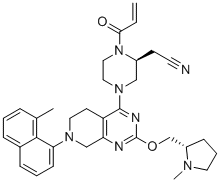 2-[(2S)-4-[7-(8-methylnaphthalen-1-yl)-2-[[(2S)-1-methylpyrrolidin-2-yl]methoxy]-6,8-dihydro-5H-pyrido[3,4-d]pyrimidin-4-yl]-1-prop-2-enoylpiperazin-2-yl]acetonitrile molecular structure (CAS 2206736-04-9)