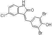 5-Chloro-3-(3,5-dibromo-4-hydroxybenzylidene)-1,3-dihydroindol-2-one molecular structure (CAS 220904-99-4)