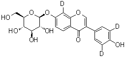 7-(beta-D-吡喃葡萄糖基氧基)-3-(4-羟基苯基-3,5-d<sub>2</sub>)-4H-1-苯并吡喃-4-酮-8-d分子结构 (CAS 220930-97-2)