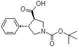 trans-N-(tert-Butoxycarbonyl)-4-phenylpyrrolidine-3-carboxylic acid molecular structure (CAS 221142-28-5)