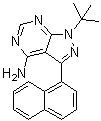 结构式 CAS# 221243-82-9, 1-叔丁基-3-(1-萘基)-1H-吡唑并[3,4-d]嘧啶-4-胺