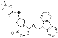 (2S,4S)-4-[[(1,1-Dimethylethoxy)carbonyl]amino]-1,2-pyrrolidinedicarboxylic acid 1-(9H-fluoren-9-ylmethyl) ester molecular structure (CAS 221352-74-5)