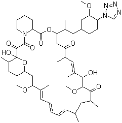 structure of CAS# 221877-54-9, Zotarolimus;A 179578; ABT 578; Resolute; 42-(1-Tetrazolyl)rapamycin; (42S)-42-Deoxy-42-(1H-tetrazol-1-yl)rapamycin