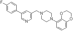 structure of CAS# 222551-17-9, Adoprazine;1-(2,3-Dihydro-1,4-benzodioxin-5-yl)-4-[[5-(4-fluorophenyl)-3-pyridinyl]methyl]piperazine