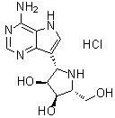 (2S,3S,4R,5R)-2-(4-Amino-5H-pyrrolo[3,2-d]pyrimidin-7-yl)-5-(hydroxymethyl)-3,4-pyrrolidinediol monohydrochloride molecular structure (CAS 222631-44-9)