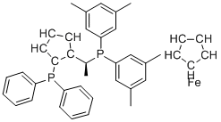 structure of CAS# 223121-07-1, (S)-1-[(RP)-2-(Diphenylphosphino)ferrocenyl]ethyldi(3,5-xylyl)phosphine;monoiron(II) mono((S)-1-(1-(bis(3,5-dimethylphenyl)phosphanyl)ethyl)-2-(diphenylphosphanyl)cyclopentane-1,2,3,4,5-pentaide) monocyclopentane-1,2,3,4,5-pentaide