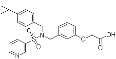 结构式 CAS# 223488-57-1, CP-533536; 2-[3-[N-(4-叔丁基苄基)-N-(吡啶-3-基磺酰基)氨基甲基]苯氧基]乙酸
