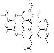 structure of CAS# 22352-19-8, Octaacetyl-beta-maltose;beta-D-Maltose octaacetate; beta-D-Maltopyranose octaacetate; 4-O-(2,3,4,6-Tetra-O-acetyl-alpha-D-glucopyranosyl)-beta-D-glucopyranose tetraacetate