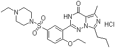 结构式 CAS# 224785-91-5, 瓦地拉非盐酸盐; 盐酸伐地那非; 2-[2-乙氧基-5-(4-乙基哌嗪-1-基)磺酰苯基]-5-甲基-7-丙基-1H-咪唑并[5,1-f][1,2,4]三嗪-4-酮盐酸盐