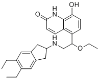 structure of CAS# 2250243-41-3, Indacaterol Impurity 3;5-[2-[(5,6-diethyl-2,3-dihydro-1H-inden-2-yl)amino]-1-ethoxyethyl]-8-hydroxy-1H-quinolin-2-one