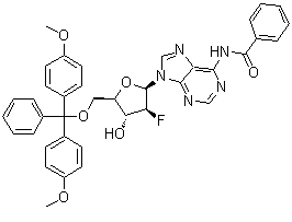 N-[9-[5-O-[Bis(4-methoxyphenyl)phenylmethyl]-2-deoxy-2-fluoro-beta-D-arabinofuranosyl]-9H-purin-6-yl]benzamide molecular structure (CAS 226415-08-3)
