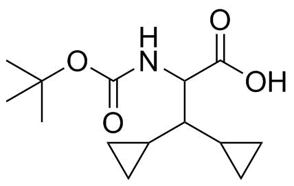2-((tert-Butoxycarbonyl)amino)-3,3-dicyclopropylpropanoic acid molecular structure (CAS 2272861-72-8)