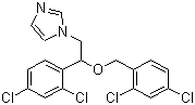 结构式 CAS# 22916-47-8, 咪康唑; 1-[2-(2,4-二氯苯基)-2-[(2,4-二氯苯基)甲氧基]乙基]-1H-咪唑