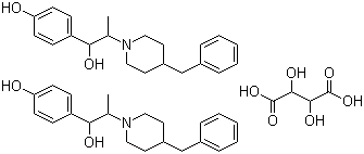结构式 CAS# 23210-58-4, 酒石酸艾芬地尔; 4-苄基-1-[beta,4-二羟基-alpha-甲基苯乙基]哌啶酒石酸盐 (2:1)