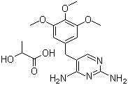 结构式 CAS# 23256-42-0, 乳酸甲氧苄啶; 2,4-二氨基-5-(3,4,5-三甲氧基苄基)嘧啶乳酸盐